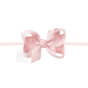 1/4" PANTYHOSE HEADBAND W/SIGNATURE GROSGRAIN BOW-Paris Pink & Cowboy Blue Baby Boutique