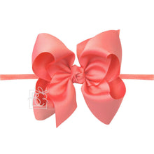 1/4" PANTYHOSE HEADBAND W/SIGNATURE GROSGRAIN BOW-Paris Pink & Cowboy Blue Baby Boutique