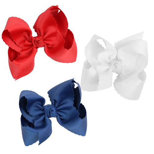 SCALLOPED EDGE BOW-Paris Pink & Cowboy Blue Baby Boutique