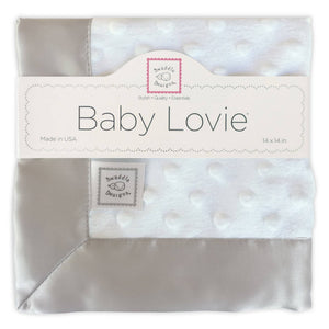 SwaddleDesigns - Plush Dot Baby Lovie security blankie, Sterling, 14x14in-Paris Pink & Cowboy Blue Baby Boutique