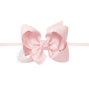 1/4" PANTYHOSE HEADBAND W/SIGNATURE GROSGRAIN BOW-Paris Pink & Cowboy Blue Baby Boutique