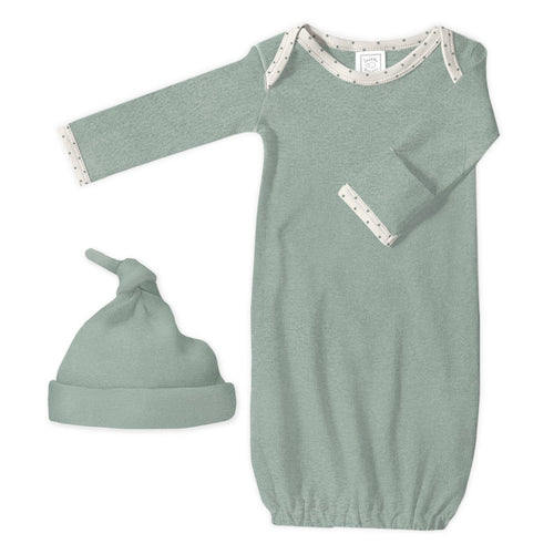 SwaddleDesigns - 2pc Gift Set - Pajama Gown and Hat - Heathered Jadeite-Paris Pink & Cowboy Blue Baby Boutique