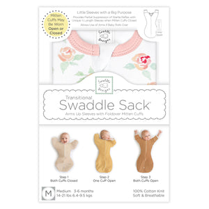 SwaddleDesigns - Transitional Swaddle Sack, Watercolor Peachy Pink Floral-Paris Pink & Cowboy Blue Baby Boutique