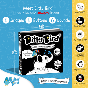 Ditty Bird - Ditty Bird : Black and White Sound book - New born-Book-Paris Pink & Cowboy Blue Baby Boutique