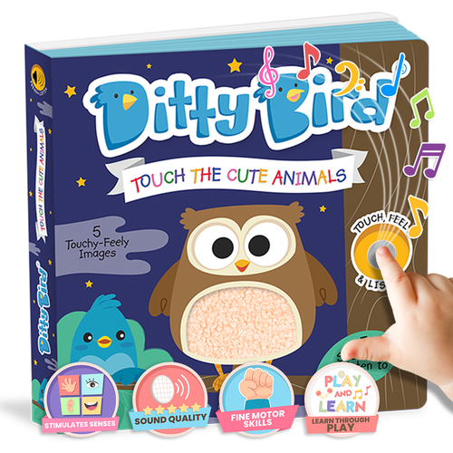 Ditty Bird - Ditty Bird First Sensory Book Montessori Method Cute Animals-Book-Paris Pink & Cowboy Blue Baby Boutique