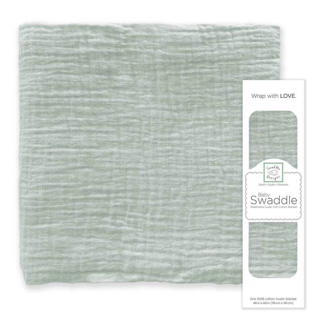 SwaddleDesigns - Jadeite Muslin Swaddle Blanket, Premium Cotton-Paris Pink & Cowboy Blue Baby Boutique