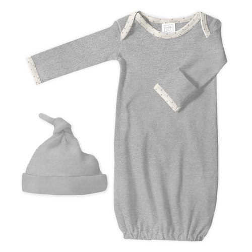 SwaddleDesigns - 2pc Gift Set - Pajama Gown and Hat - Heathered Gray-Paris Pink & Cowboy Blue Baby Boutique