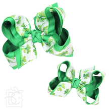 Beyond Creations, LLC - ST. PATRICK'S LUCKY BOWS-Paris Pink & Cowboy Blue Baby Boutique