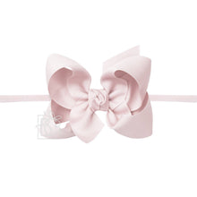 1/4" PANTYHOSE HEADBAND W/SIGNATURE GROSGRAIN BOW-Paris Pink & Cowboy Blue Baby Boutique