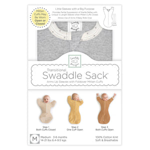 SwaddleDesigns - Transitional Swaddle Sack, Heathered Gray w Polka Dot Trim-Paris Pink & Cowboy Blue Baby Boutique