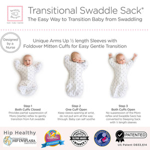 SwaddleDesigns - Transitional Swaddle Sack, Heathered Gray w Polka Dot Trim-Paris Pink & Cowboy Blue Baby Boutique