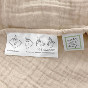 SwaddleDesigns - Oatmeal Muslin Swaddle Blanket, Premium Cotton-Paris Pink & Cowboy Blue Baby Boutique