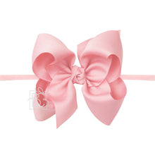 1/4" PANTYHOSE HEADBAND W/SIGNATURE GROSGRAIN BOW-Paris Pink & Cowboy Blue Baby Boutique