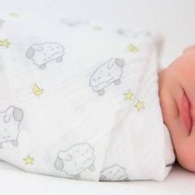 SwaddleDesigns - Little Lambs & Stars Muslin Swaddle Blanket, Premium Cotton-Paris Pink & Cowboy Blue Baby Boutique