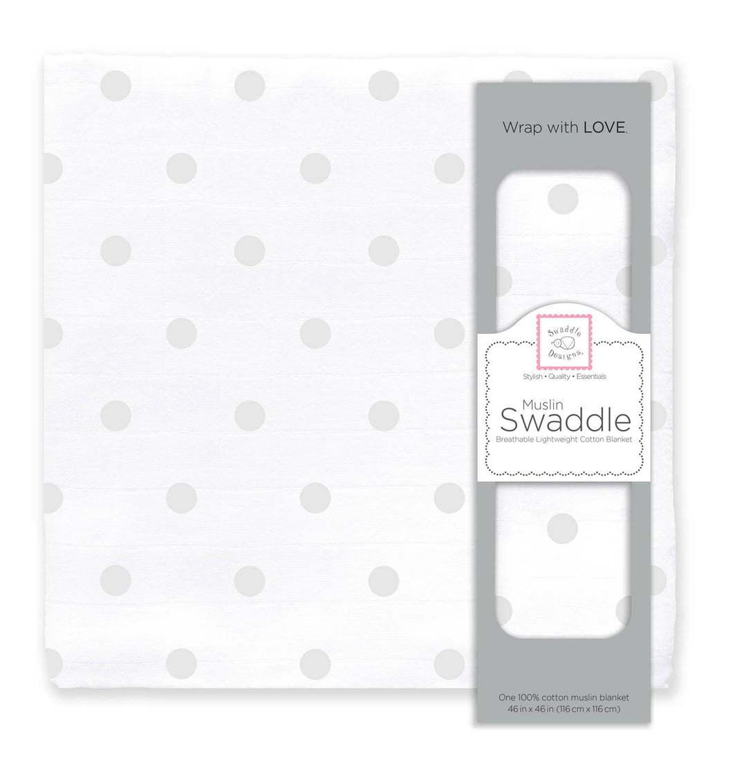 SwaddleDesigns - Sterling French Dots Muslin Swaddle Blanket, Premium Cotton-Paris Pink & Cowboy Blue Baby Boutique